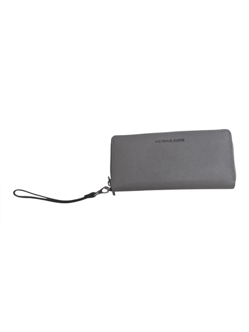 Michael Kors Jet Set Travel Continental Gray Wallet Wristlet Saffiano Leather